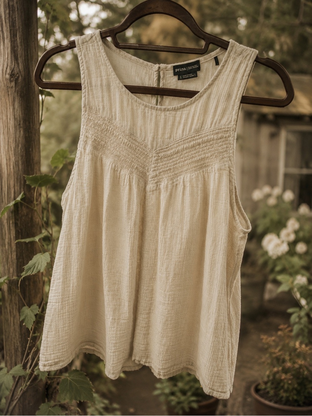 PrAna 100% Organic Cotton Gauze Tank Top in Cream/Ivory - Picture 6 of 6